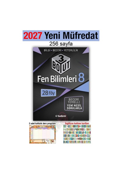 8. Sınıf 2027 Fen Bilimleri 3 Boyut Bilgi Beceri Yeterlilik Yeni Nesil Soru Bankası