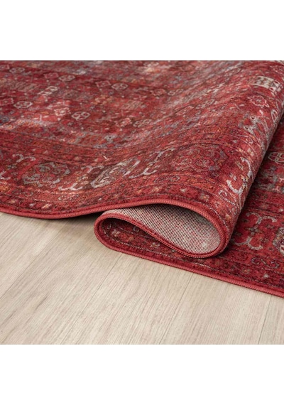 Canlı Bordo Kırmızı Otantik Geometrik Vintage Halı - Nk0257ba Bordo - Kırmızı
