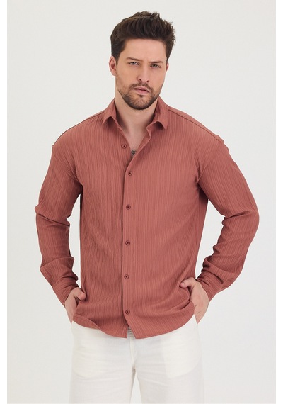 Cool Tarz Erkek Kendinden Çizgi Detaylı Slim Fit Dar Kalıp Uzun Kol Gömlek Gül Kurusu Gül Kurusu Cool Tarz Erkek Kendinden Çizgi Detaylı Slim Fit Dar Kalıp Uzun Kol Gömlek Gül Kurusu Gül Kurusu