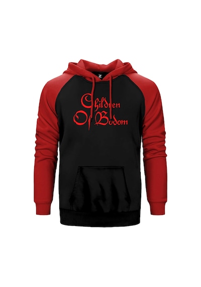 Children Of Bodom Yazı Kırmızı Renk Reglan Kol Kapşonlu Sweatshirt Kırmızı