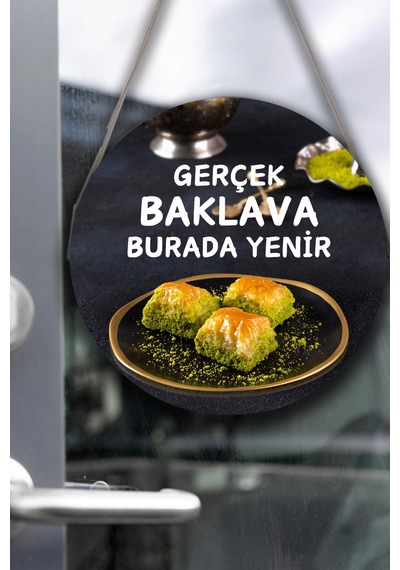 Baklava Salonu Duvar, Kapı, Tek Taraflı Askılı Pano Karşılama Tabelası, Baklava Dükkan Süsü