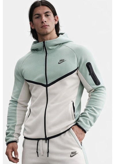 Nike Tech Fleece Full Zip Windrunner Hoodie Kapüşonlu Unisex Sweatshirt Yeşil Krem