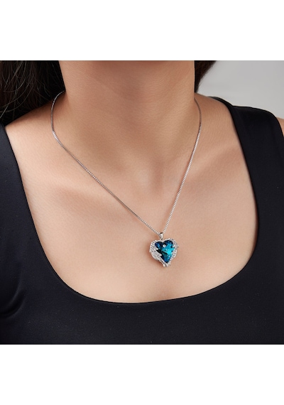 Monemel Kristal Taşlı Kalp Kolye Altın Kaplama N0836 Gümüş - Rodyum