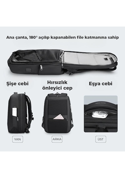 Mark Ryden Protector Iı Laptop Sırt Çantası Kilitli Usb Şarj Kitli Çanta Mr9405sj 00 45x15x30 Siyah