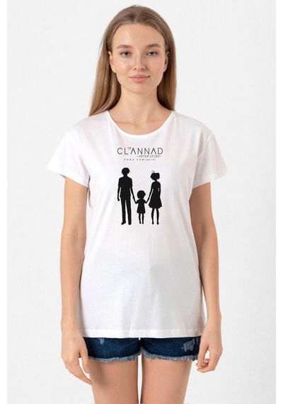 Clannad Anime After Story Beyaz Kadın Bisikletyaka Tshirt 001