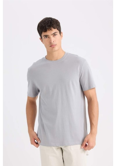 DeFacto %100 Pamuk New Regular Fit Bisiklet Yaka Basic Düz Kısa Kollu Tişört V7699AZ25SPGR89