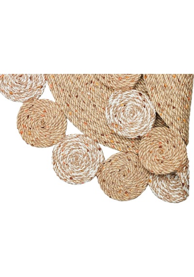 Eko Halı Patna Ptn 03 Natural Whıte Jüt Hasır Görünümlü Hav Toz Vermez Örgü Halı - 150X150