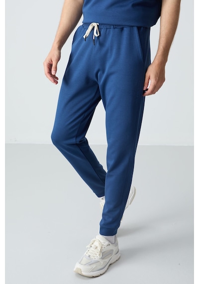 Tommy Life Parlament Pamuklu Kalın Yumuşak Dokulu Oversize Fit Basic Erkek Eşofman Takım - 85261 Mavi