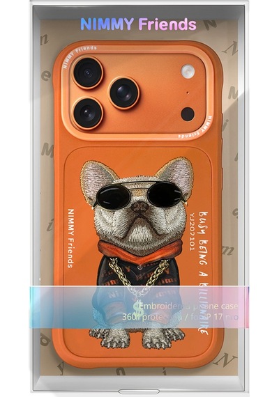 Apple Uyumlu iPhone 17 Pro Max Gerçek Nakış Gözlük Ve Zincir Detay Little Rich Tycoon 3d Telefon Kılıfı Şeffaf