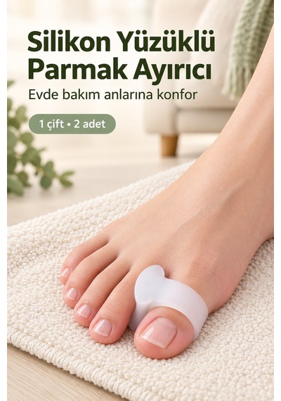 Silikon Ayak Parmak Ayırıcı Yüzük 1 Çift Şeffaf Parmak Arası Makara