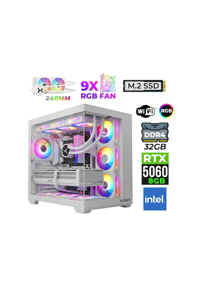 Xaser Neon-X60 i3-14100F 32 GB 1 TB M.2 NVMe SSD 8 GB RTX5060 Free Dos Masaüstü Oyuncu Bilgisayarı