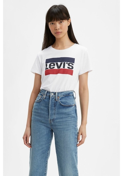 Levi's Baskılı Bisiklet Yaka T Shirt Kadın 17369-1313 Beyaz