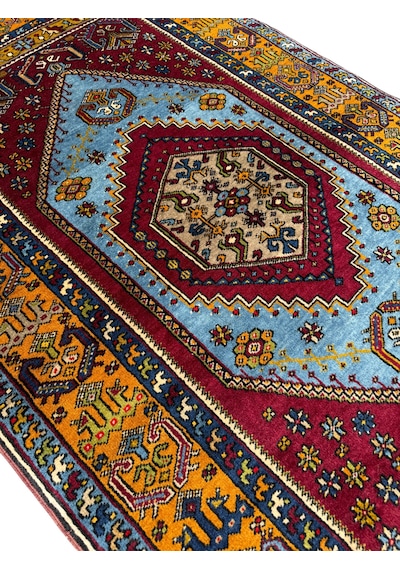 El Dokuması Yahyalı Halısı 122x210 Kök Boyası Mavi %100 Yün Halı