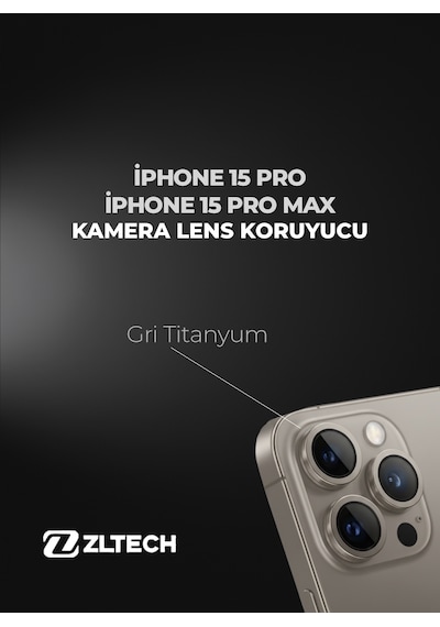 İphone 15pro/15promax Uyumlu Kamera Lens Koruyucu Gri Titanyum