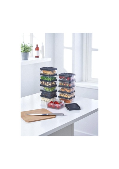 12'li 24 Parça 250 Ml Şık Ve Pratik Kahvaltılık Saklama Kabı Seti & Buzdolabı Düzenleyici Gri - 751778439 Gri