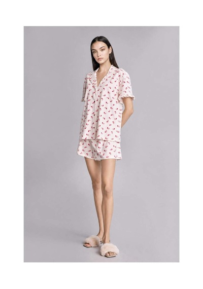 Defacto Regular Fıt Şortlu Kısa Kollu Desenli 2li Ecru Pijama Takımı H7407ax26hser98 Ekru-er98