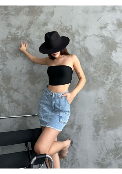 Kaizer Denim Kot Mini Etek Mavi