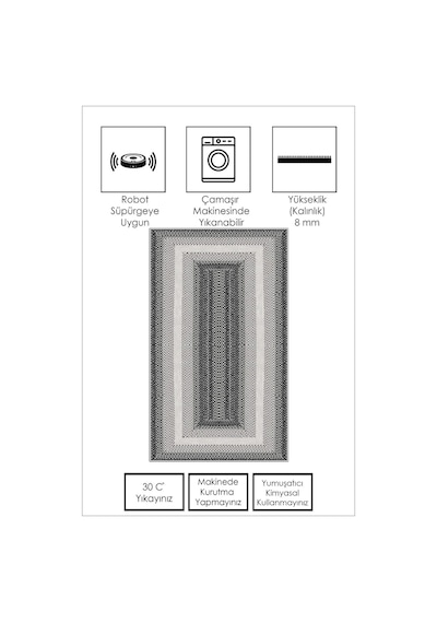 West Home Dijital Baskı Yıkanabilir Kaymaz Taban Mutfak Halısı Salon Halısı Ve Yolluk Wh 537 Black