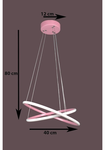 Rings Modern Tasarım - Yatak Odası - Salon - Çocuk Odası - Mutfak Beyaz Led 2 Li Avize Pembe Diğer