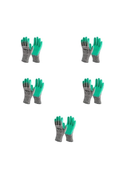 Mafel Mf 080 Lateks Kaplı Yeşil Camcı Eldiven No:10 Xl - 5'li Set