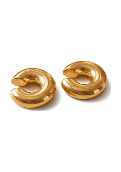 Kadın Gold Renk Paslanmaz Çelik Dolgun Earcuff Küpe
