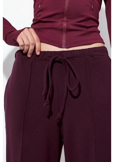 Hiccup Busem Kadın Flare Paça Jarse Jogger Pantolon Bordo - Kırmızı