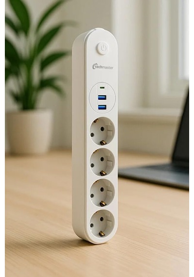 2 Usb+type-c Akım Çocuk Korumalı 4lü Priz 2mt Beyaz