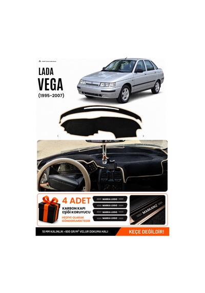 Lada Vega 1995-2007 Uyumlu Torpido Koruma, Torpido Örtüsü, Torpido Kılıfı - Siyah Bej