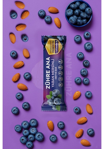 Probiyotik Ve Vitamin D İçeren Meyve Bar, Şeker İlavesiz Yaban Mersinli 35 Gr X 12 Adet