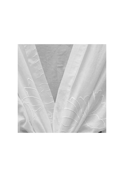 Lila Mare Nakışlı Beyaz Handmade Homewear & Beachwear Kimono Renkli Renkli