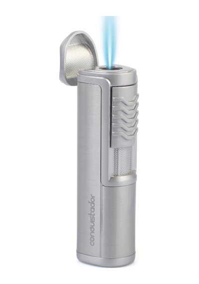 Conquistador Tek Torch Pürmüz Gümüş Metal Puro Çakmağı Cnq-029