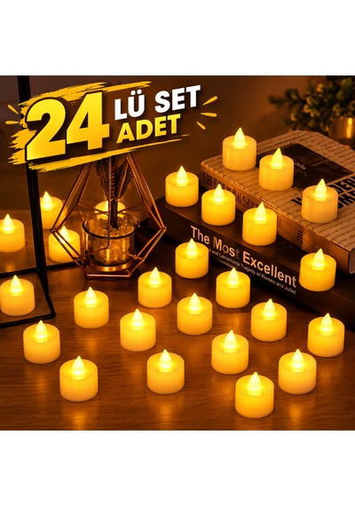 Led Mum Pilli Dekoratif Mum Ledli Mum Sevgililer Günü Mumu Led Mum Ledli Mum Model Işıklı Mum Sarı
