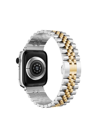 Apple Uyumlu Watch  2/3/4/5/6/7/8/se/ultra 38 40 41mm   Çelik Baklalı Metal Kordon Gümüş Gold
