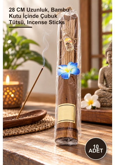 10 Adet Bambu Kutulu Çubuk Tütsü 28 Cm Uzunluk, Bambu Kutu İçinde Çubuk Tütsü, Incense Sticks