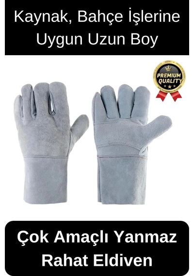 Özel Üretim Uzun Boy Isıya Dayanıklı Rahat Yangın İçin Kaynakçı Yanmaz Çok Amaçlı Bahçe Deri Eldiven