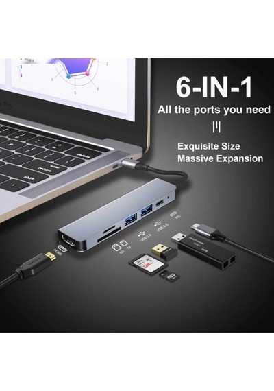 Lexroo Usb C Hub, Macbook Uyumlu Pro Ve Hava Aksesuarları İçin Çoklu Bağlantı Noktalı Usb C Adaptörü