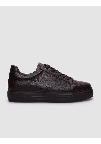 Cabani Hakiki Deri Kahverengi Bağcıklı Erkek Sneaker Kahverengi