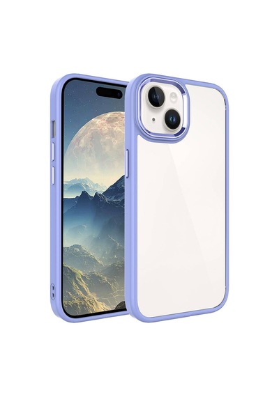 Apple iPhone Uyumlu 15 Kılıf Şeffaf Arka Yüz Kamera Yükseltili Silikon Pazarplus Lila