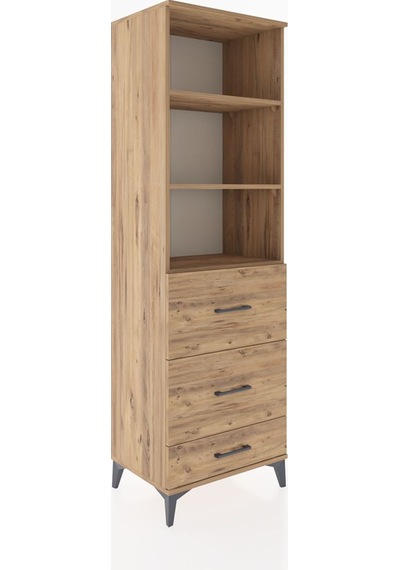 Hyperion Dolap 3 Raflı 3 Çekmeceli 60x44x195 Çam-çam Çam