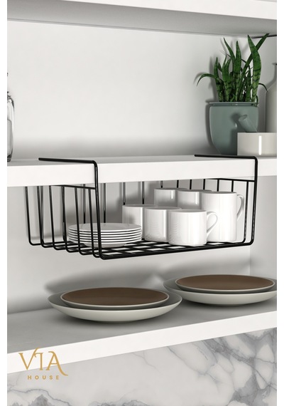 Dolap İçi Düzenleyici Kanguru Raf Asılabilir Raf Fincanlık Tabaklık Organizer Metal 35 X 26 Siyah Tr Diğer