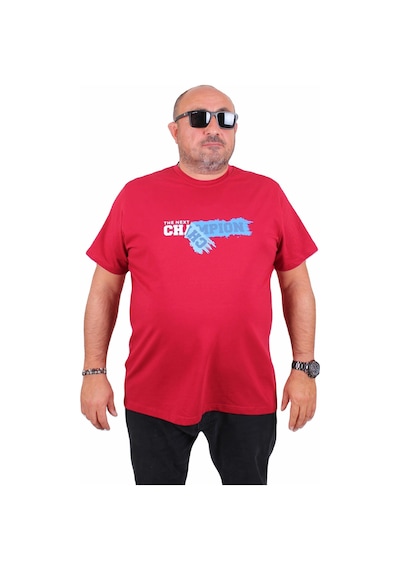 Moc Grande Mocgrande Erkek Büyük Beden Sıfır Yaka Tişört Champion 25180 Bordo Bordo
