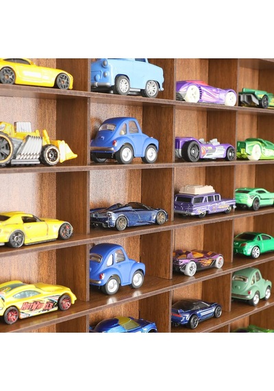 1/64 Ölçek Oyuncak Hobi Koleksiyon 100 Araçlık Set Model Oyuncak Araba Rafı-ceviz Çok Renkli