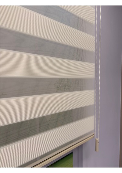 Fiori Serisi Kırık Beyaz Mikro Plise Modern Zebra Stor Perde