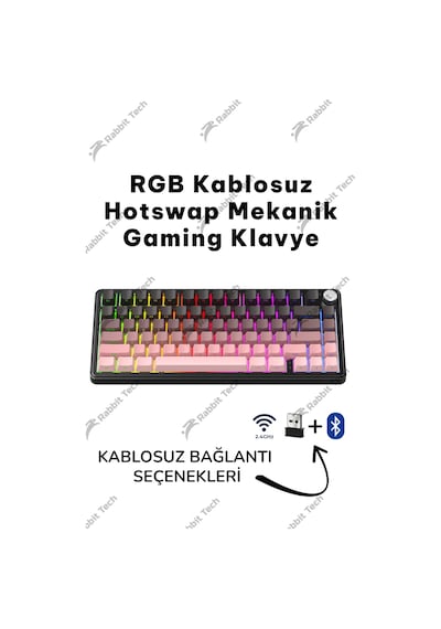 Black Gradiant Rgb Kablosuz Hotswap Mekanik Gaming Klavye Oyuncu Klavye