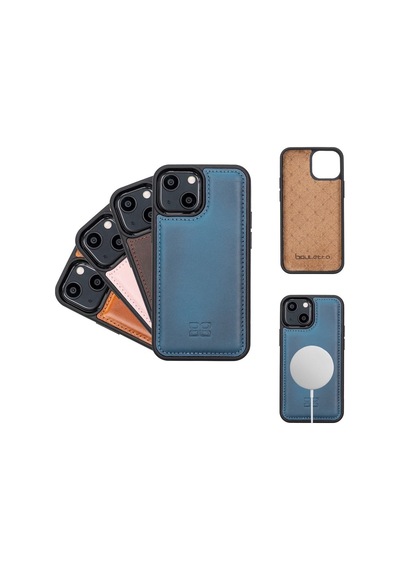 Bouletta Apple İphone 13 Mini Uyumlu Deri Arka Kapak Brn4ef Mavi
