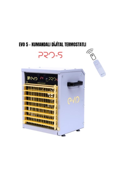 Evo5 Pros - 5 Kw Kumandalı Ve Dijital Endüstriyel Elektrikli Fanlı Isıtıcı