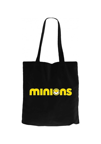 Minions Logo Siyah Kanvas Bez Çanta Siyah