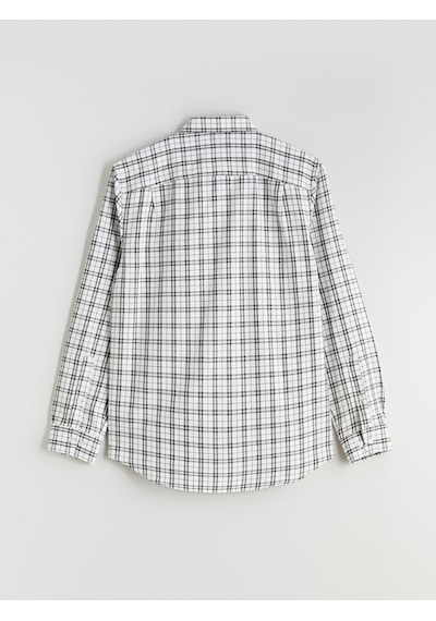 Lcwaıkıkı Classic Ekru Regular Fit Uzun Kollu Ekose Gabardin Erkek Gömlek