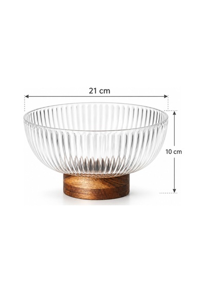 Akasya Standlı Cam Kase 21x10 Cm Meyve, Çerez, Tatlı Ve Sunum Kasesi Şeffaf - 921050286 Şeffaf