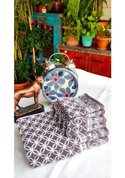 Hediyelik, Çeyizlik , İhraç Fazlası Özel Üretim Bukle Cotton Banyo-mutfak Havlu Seti 6'lı Set Mürdüm